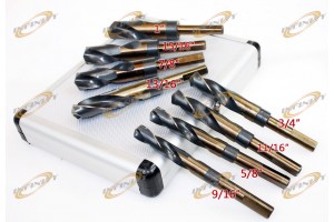 8PC LARGE SIZE SIZED STEEL METAL SILVER AND DEMING TOOL DRILL BIT SET